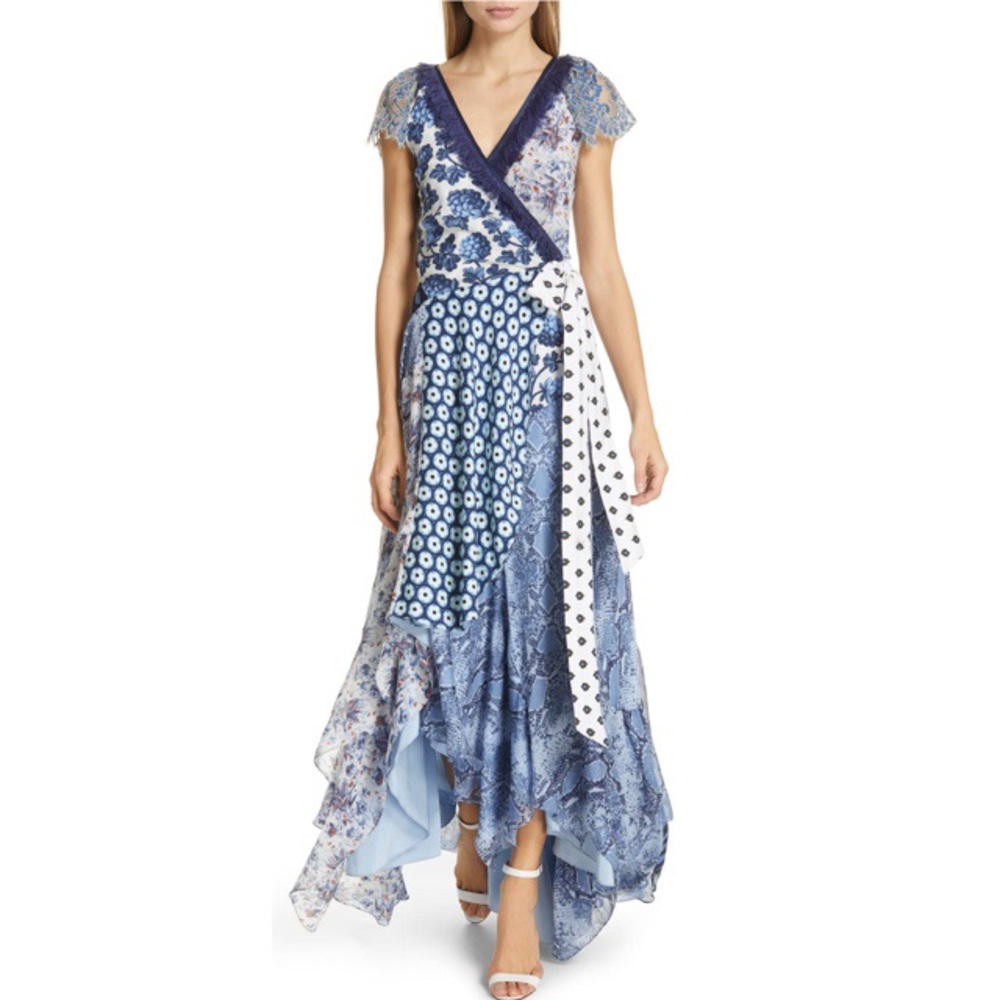SOLD DVF Ava Mixed Pattern High/Low Silk Dress - Picture 3 of 5